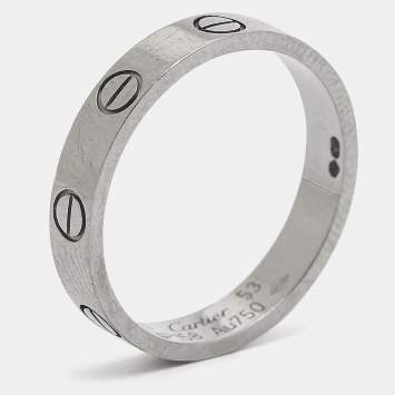 Pre Owned Cartier Love 18k White Gold Wedding Band Ring Size 53