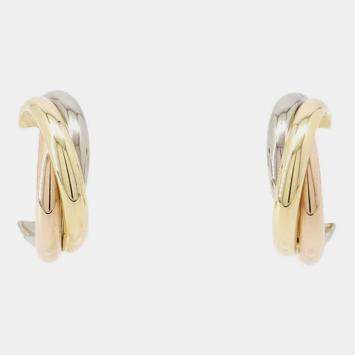 Pre Owned Cartier 18K White, Yellow, Rose Gold Trinity Earrings