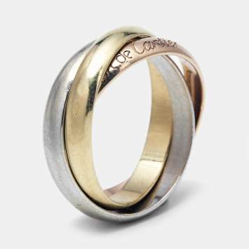 Pre Owned Cartier Trinity 18k Three Tone Gold Ring Size 54