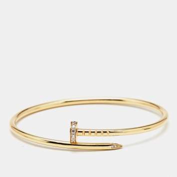 Pre Owned Cartier Juste Un Clou Diamond 18k Yellow Gold Small Model Bracelet 15