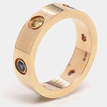 مملوكة مسبقًا Cartier 18K Yellow Gold and 6 Stone Love Band Ring EU 56