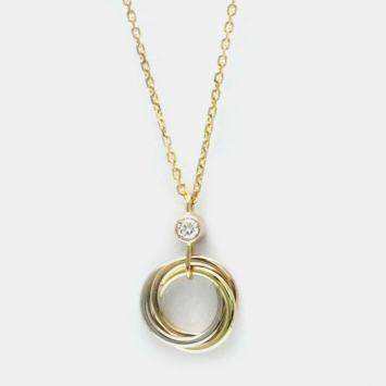 Pre Owned Cartier 18K Yellow, Rose, White Gold and Diamond Trinity Pendant Necklace