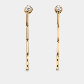 Pre Owned Cartier Panthère Diamond and Black Lacquer 18 Karat Gold Pendant Earrings