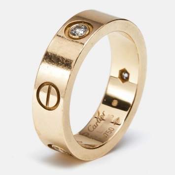 Pre Owned Cartier Love 3 Diamonds 18k Rose Gold Classic Model Ring Size 55