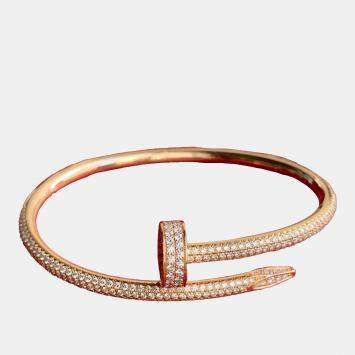 Pre Owned Cartier 18K Rose Gold and Diamond Juste Un Clou Bracelet