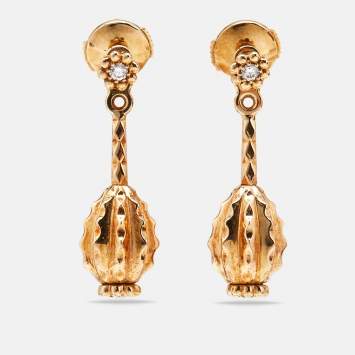 Pre Owned Cartier Cactus de Cartier Diamond 18K Yellow Gold Drop Earrings