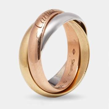 Pre Owned Cartier Trinity 18k Three Tone Gold Ring Size 50