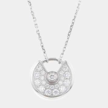 Pre Owned Cartier 18K White Gold and Diamond Amulette De Cartier Pendant Necklace
