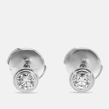 Pre Owned Cartier d'Amour Diamonds 18k White Gold Medium Model Stud Earrings