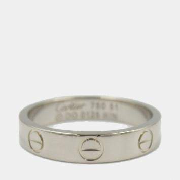 Pre Owned Cartier 18K White Gold Love Band Ring EU 51