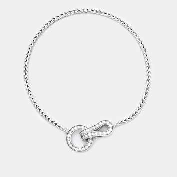 Pre Owned Cartier Agrafe Diamond 18K White Gold Bracelet