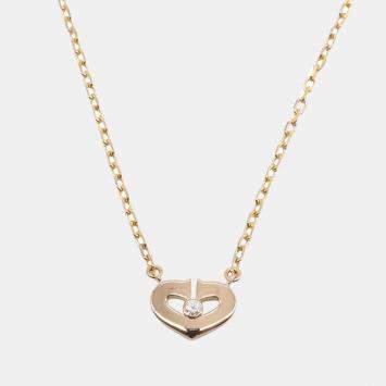 Cartier 18K Rose Gold with Diamond XS C Heart de Cartier Pendant Necklace