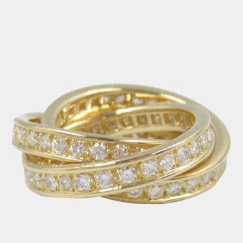 Pre Owned Cartier 18K Yellow Gold Vintage Diamond Trinity Ring EU 45