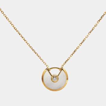 Cartier Amulette De Cartier Mother of Pearl Diamond 18k Yellow Gold XS Model Necklace