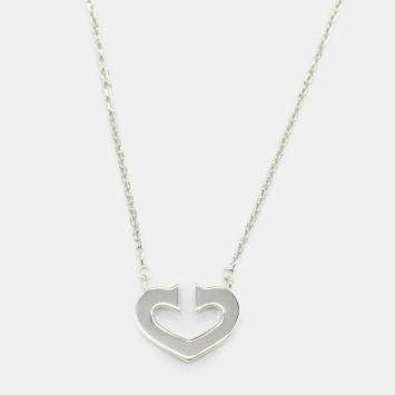 Pre Owned Cartier C De Cartier Heart 18K White Gold Pendant Necklace