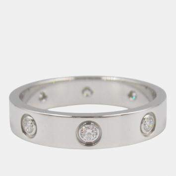 Pre Owned Cartier Love 18K White Gold and Diamond Band Ring EU 53