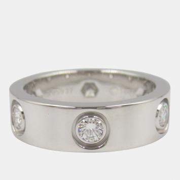 Pre Owned Cartier Love 18K White Gold and Diamond Love Band Ring EU 49