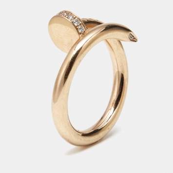 Pre Owned Cartier Juste Un Clou Diamonds 18k Rose Gold Ring Size 50