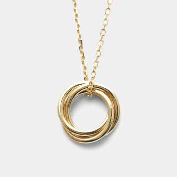 Pre Owned Cartier Trinity 18K Yellow, Rose, White Gold and Pink Sapphire Pendant Necklace