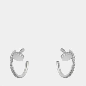 Cartier Juste Un Clou Hoop Earrings, Paved White Gold Diamonds, Small Model 101015987