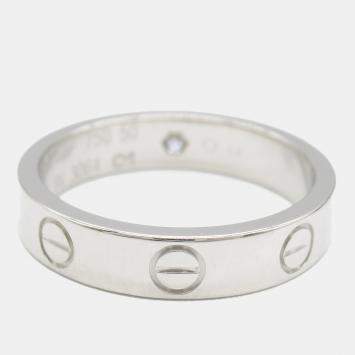 Cartier Love 18K White Gold and Diamond Band Ring EU 50