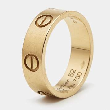 Pre Owned Cartier Love 18k Yellow Gold Band Ring Size 52