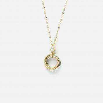 Pre Owned Cartier Trinity 18K Yellow, Rose, White Gold and Diamond Pendant Necklace