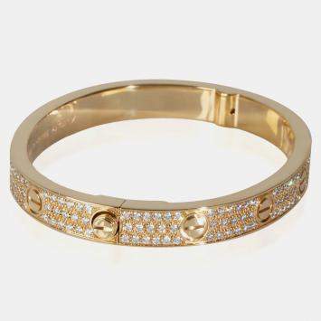 Pre Owned Cartier Love 18K Yellow Gold and Diamond Bangle Bracelet
