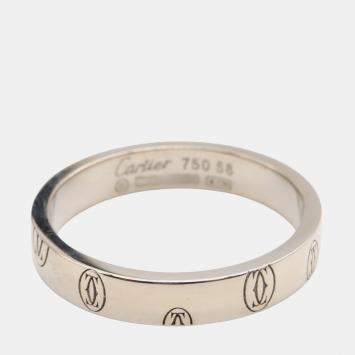 Pre Owned Cartier Happy Birthday 18K White Gold Ring EU 58