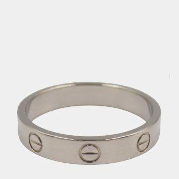 Pre Owned Cartier Love 18K White Gold Band Ring EU 58