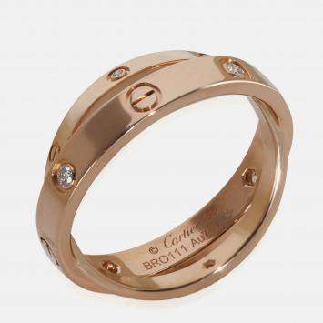 Pre Owned Cartier Love 18K Rose Gold and Diamond Band Ring EU 56