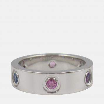Pre Owned Cartier 18K White Gold Multicolor Stones Love Ring