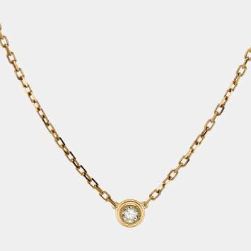 Pre Owned Cartier  d'Amour Diamond 18k Yellow Gold Small Model Necklace