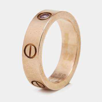 Pre Owned Cartier Love Pink Sapphire 18k Rose Gold Ring Size 58