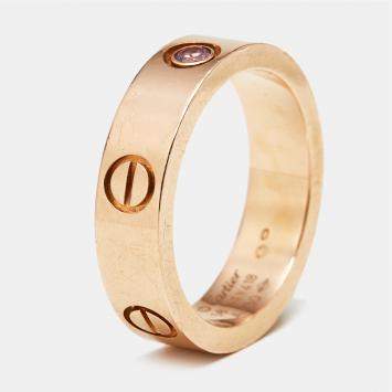 Pre Owned Cartier Love Pink Sapphire 18k Rose Gold Ring Size 58