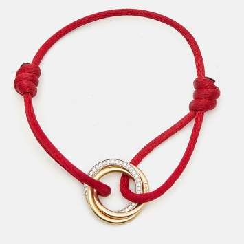 Pre Owned Cartier Trinity Diamond 18k Three Tone Gold Cord Bracelet