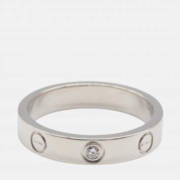 Pre Owned Cartier Love 18K White Gold, Diamond Band Ring EU 50