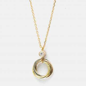 Pre Owned Cartier Trinity 18K Yellow, Rose, White Gold and Diamond Pendant Necklace