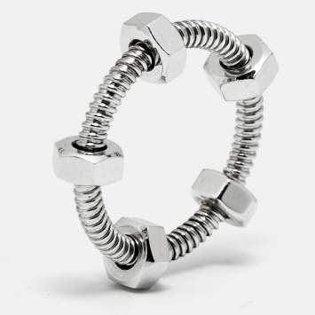 Pre Owned Cartier Ecrou De Cartier 18k White Gold Ring Size 50