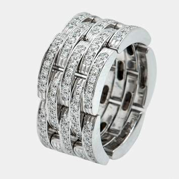 Pre Owned Cartier Maillon Panthere Diamonds 18k White Gold Ring 52