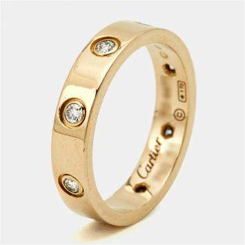 Pre Owned Cartier Love 8 Diamond 18k Yellow Gold Small Model Wedding Band Ring 51