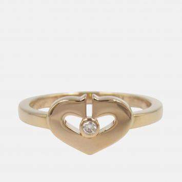 Pre Owned Cartier C Heart Small Diamond 18K Gold Ring EU 49
