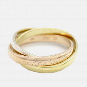 Pre Owned Cartier Trinity 18K Yellow, Rose, White Gold Band Ring EU 53