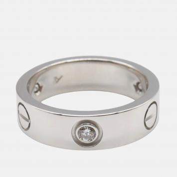 Pre Owned Cartier Love 18K White Gold and Diamond Band Ring EU 53