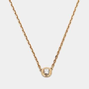 Pre Owned Cartier D'amour Diamond 18k Yellow Gold Mini Model Necklace