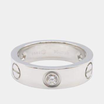 Pre Owned Cartier Love 18K White Gold and Diamond Band Ring EU 53