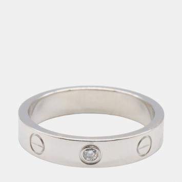 Pre Owned Cartier Love 18K White Gold Diamond Ring EU 53