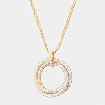 Pre Owned Cartier Trinity De Cartier Large 18K Yellow, White and Rose Gold Diamonds Necklace