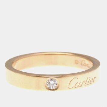Pre Owned Cartier C De Cartier 18K Pink Gold Diamond Band Ring EU 49