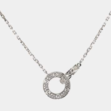 Pre Owned Cartier Love Diamonds 18k White Gold Necklace